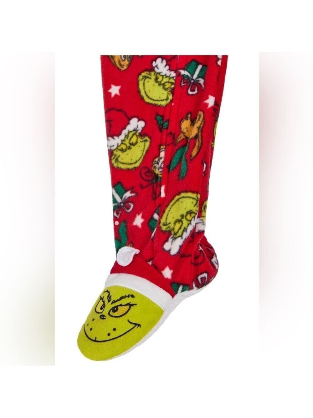 Dr Seuss The Grinch Toddler 5T Red Footed Pajama Sleeper Holiday Fleece Unisex - Picture 7 of 12